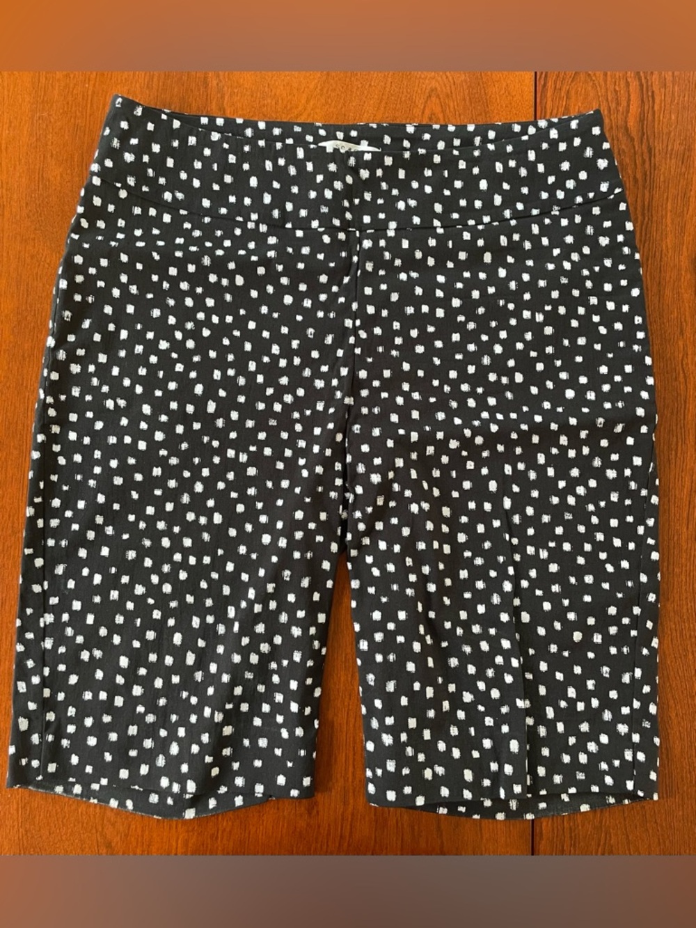 Women's Black Bike Shorts with White Dot Print